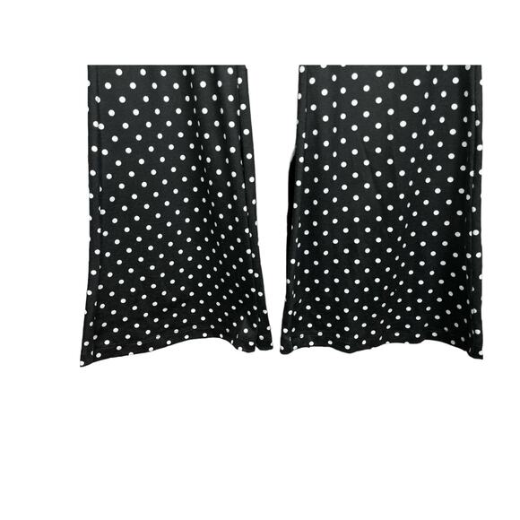 Shein Black Polka Dot Bell Bottom Wide Leg Pants PL - Picture 5 of 5
